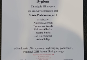 Uczniowie JEDYNKI na XIII Forum Ekologicznym